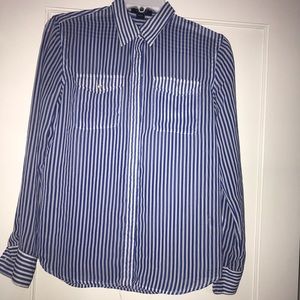 Sheer Stripes Button Down Chaps Shirt